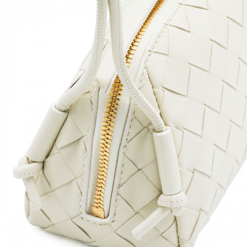 WHITE LEATHER BRAIDED CONCERT POUCH