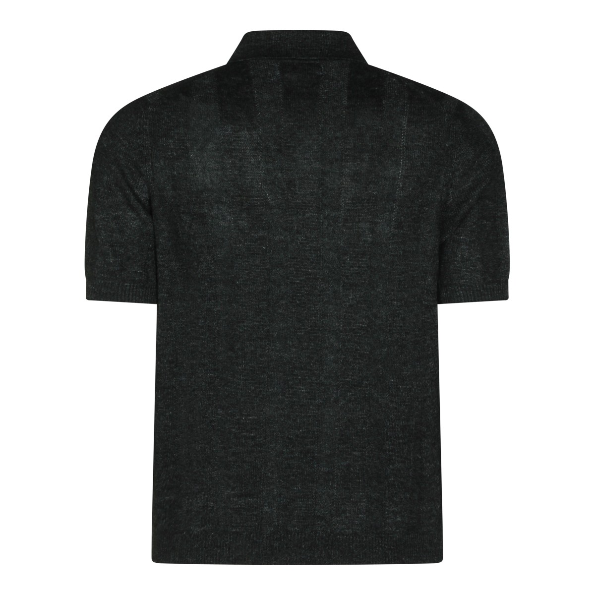 NAVY LINEN COTTON BLEND POLO SHIRT