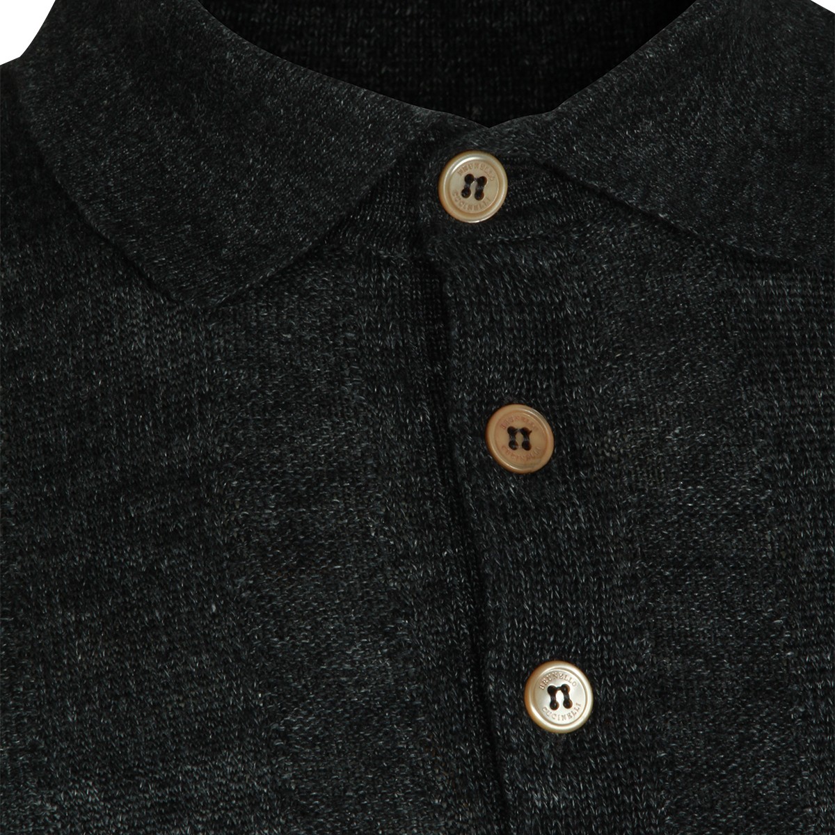 NAVY LINEN COTTON BLEND POLO SHIRT