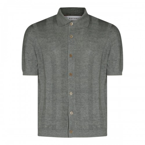 GREY LINEN COTTON BLEND SHIRT