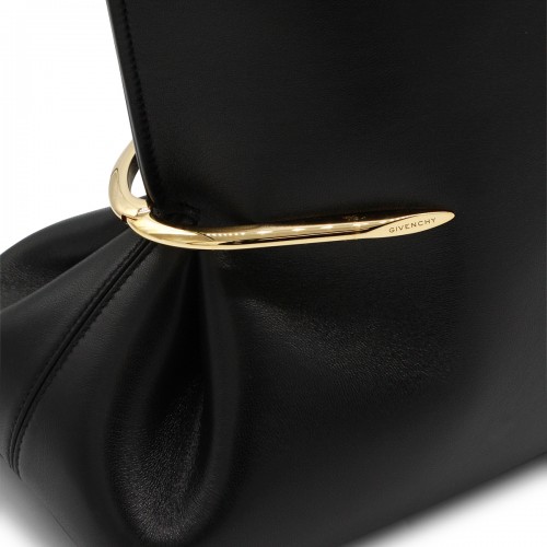 BLACK LEATHER PINCH EAST WEST TOTE