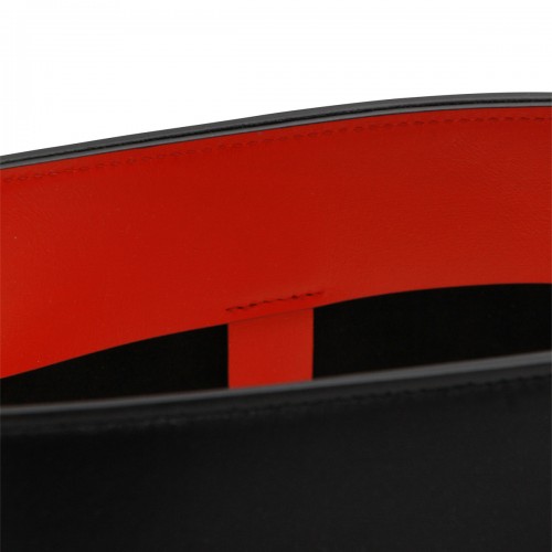 BLACK LEATHER PINCH EAST WEST TOTE