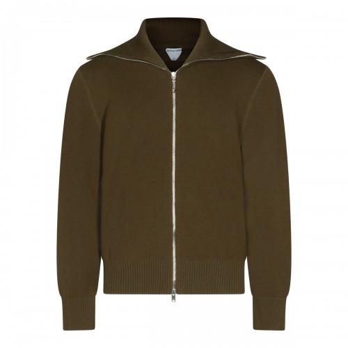 BROWN WOOL COTTON BLEND KNITWEAR