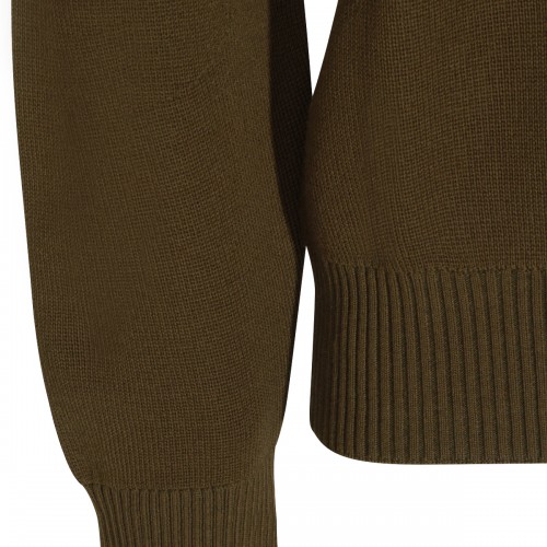 BROWN WOOL COTTON BLEND KNITWEAR