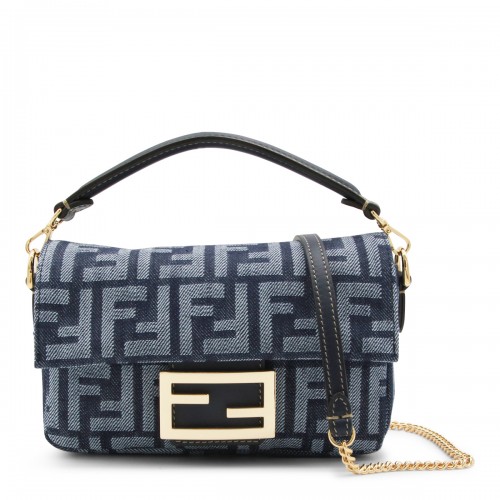 BLUE DENIM BAGUETTE CROSSBODY BAG