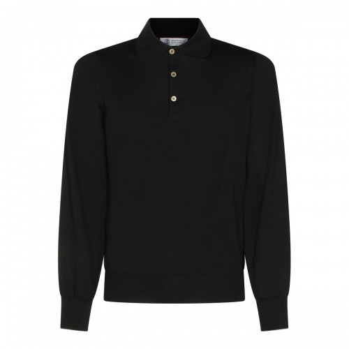 BLACK COTTON POLO SHIRT
