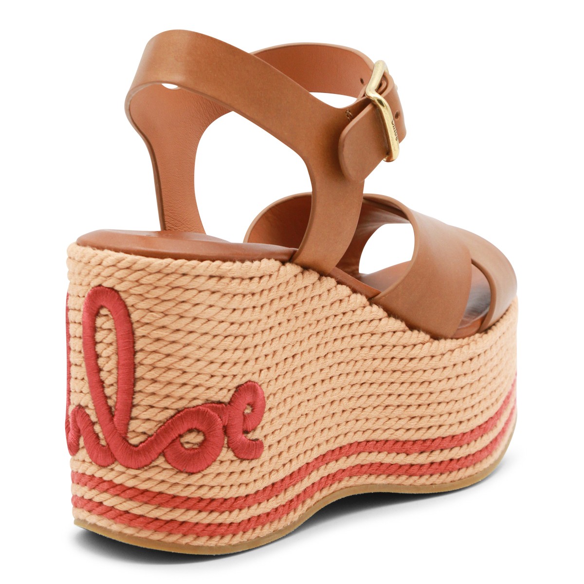 BROWN AND RED LEATHER ESPADRILLAS