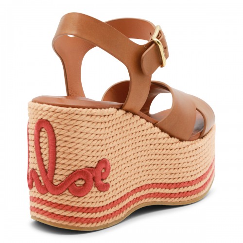 BROWN AND RED LEATHER ESPADRILLAS