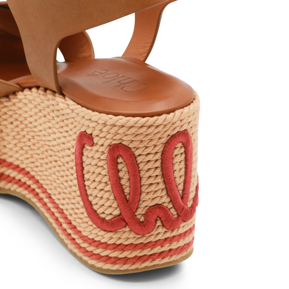 BROWN AND RED LEATHER ESPADRILLAS