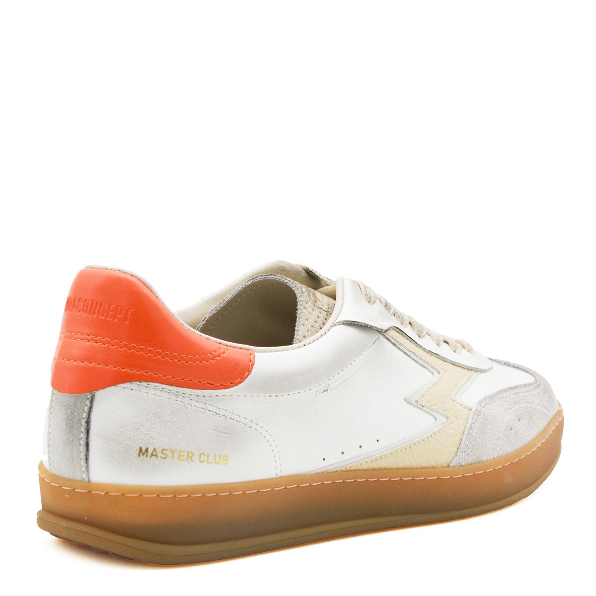 WHITE AND ORANGE LEATHER CLUB SNEAKERS