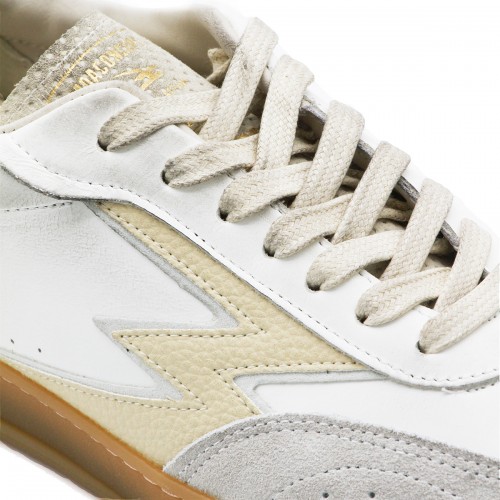 WHITE AND ORANGE LEATHER CLUB SNEAKERS