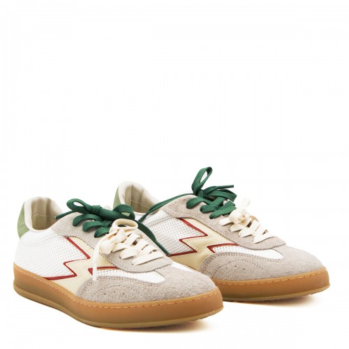 WHITE AND GREEN LEATHER CLUB SNEAKERS