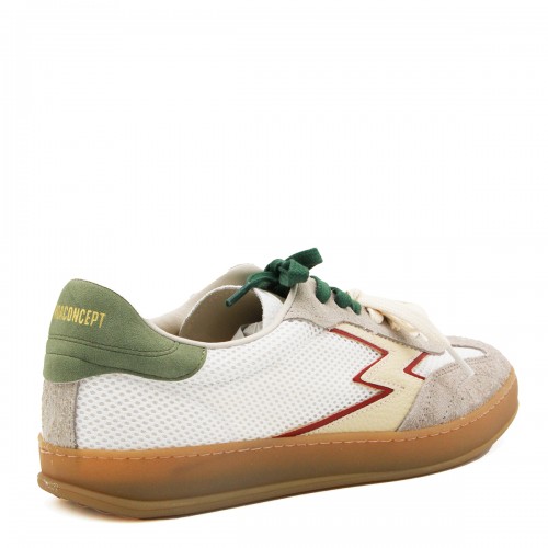 WHITE AND GREEN LEATHER CLUB SNEAKERS