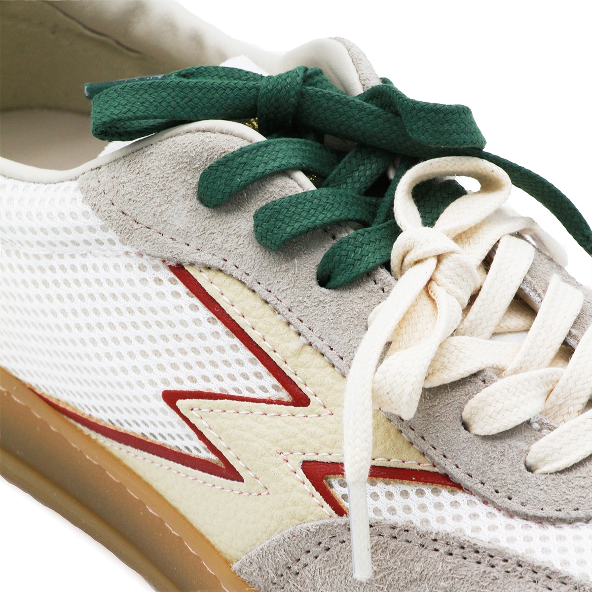 WHITE AND GREEN LEATHER CLUB SNEAKERS