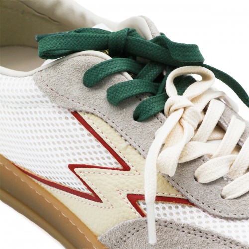 WHITE AND GREEN LEATHER CLUB SNEAKERS
