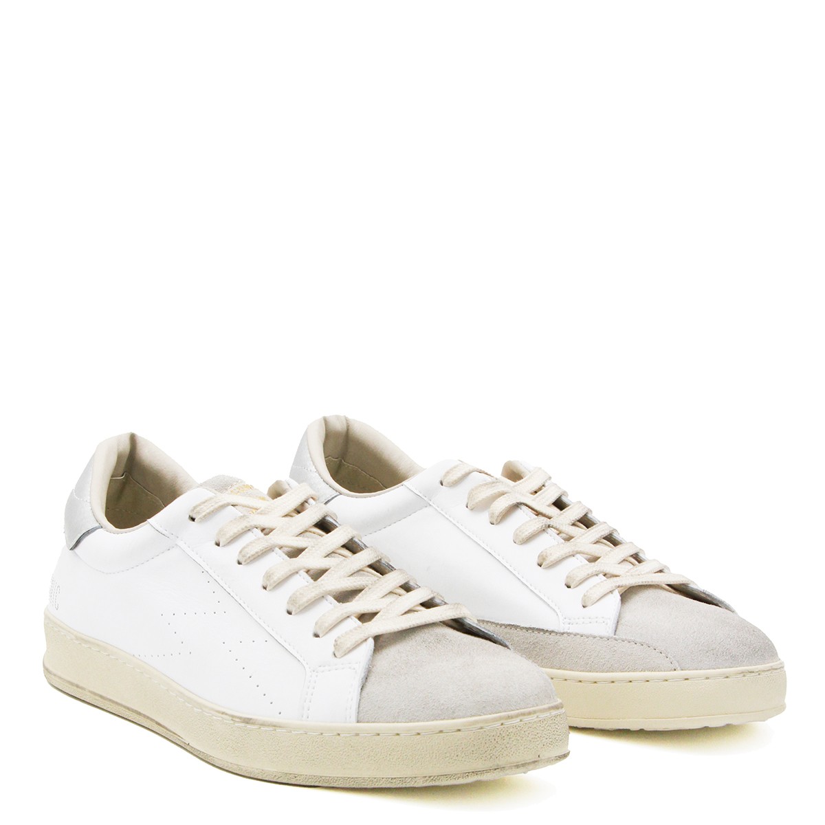 WHITE AND SILVER LEATHER ICONIC SNEAKERS