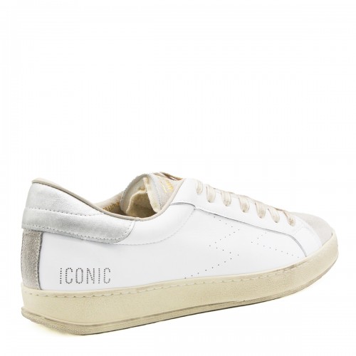 WHITE AND SILVER LEATHER ICONIC SNEAKERS