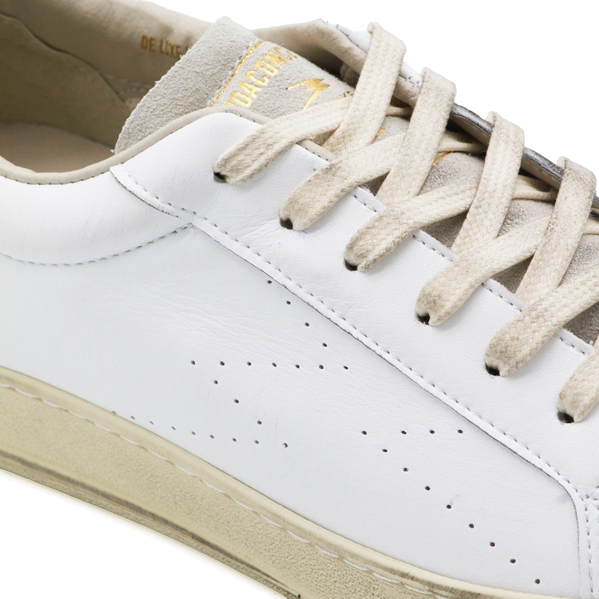 WHITE AND SILVER LEATHER ICONIC SNEAKERS