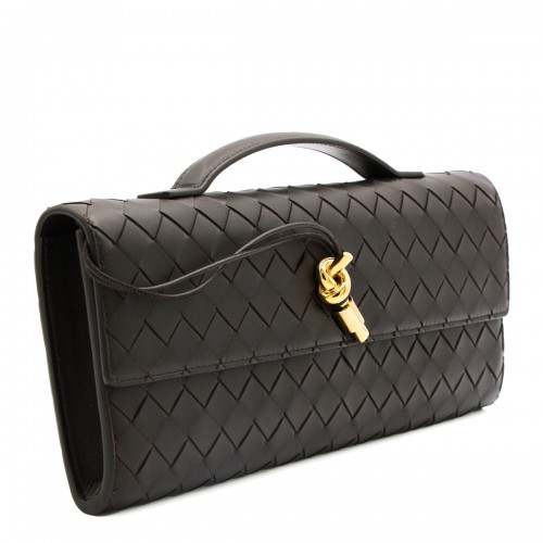 DARK BROWN LEATHER ANDIAMO BAG 2
