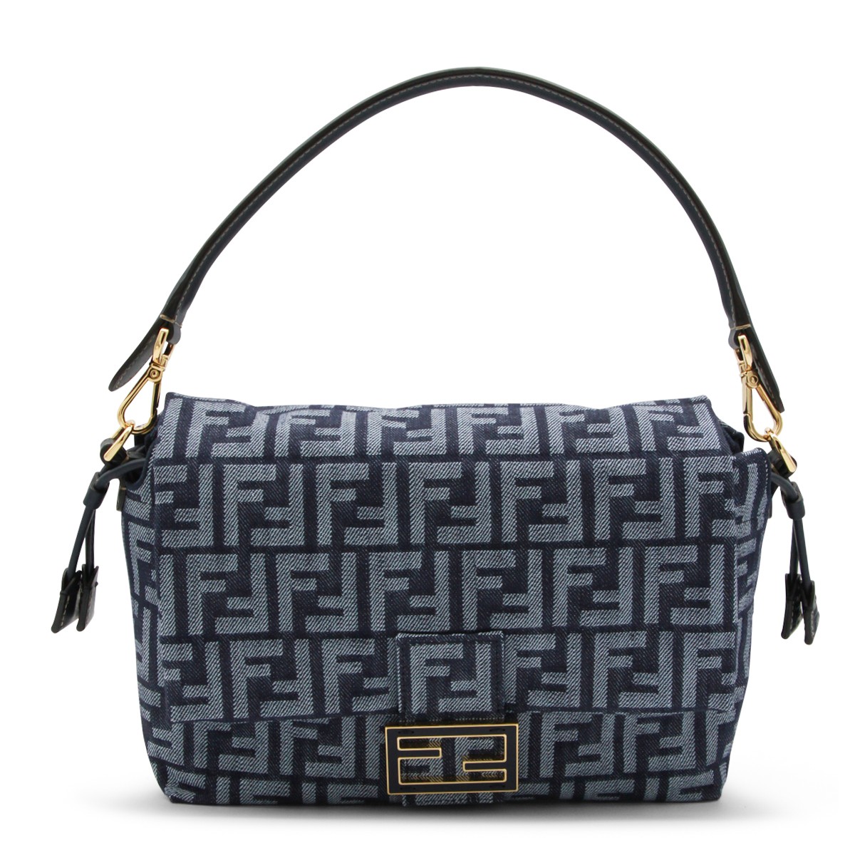 BLUE DENIM MAMMA BAGUETTE SHOULDER BAG