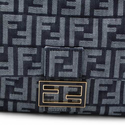 BLUE DENIM MAMMA BAGUETTE SHOULDER BAG