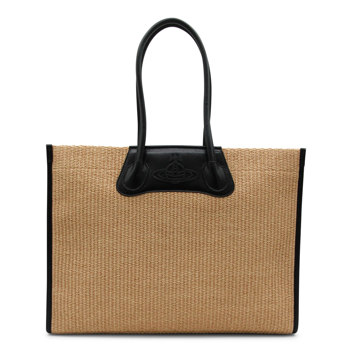 NATURAL AND BLACK COTTON TOTE