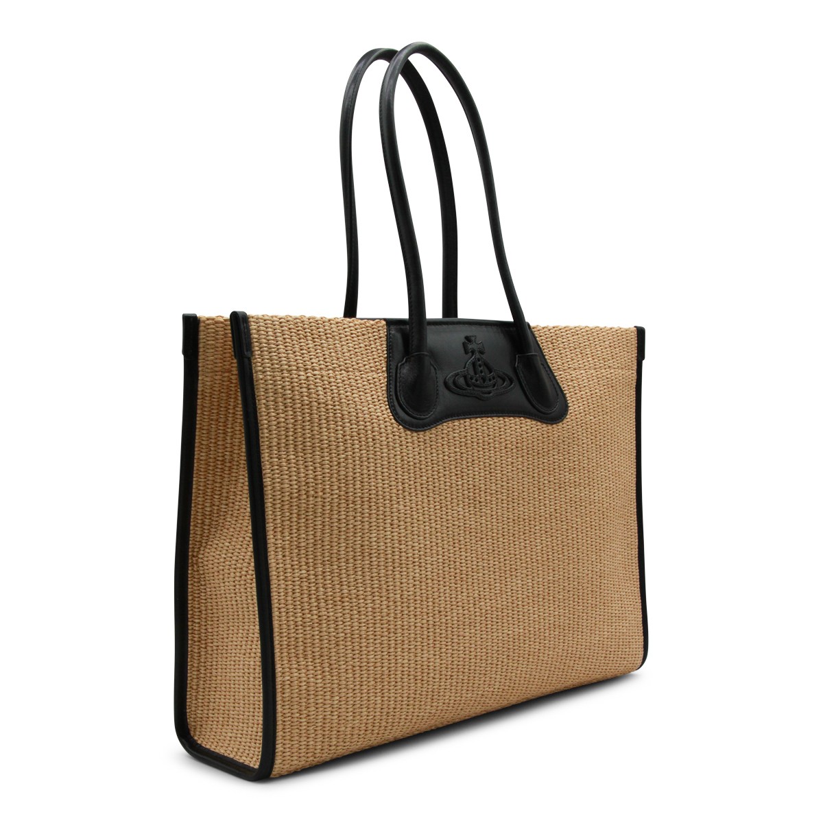 NATURAL AND BLACK COTTON TOTE