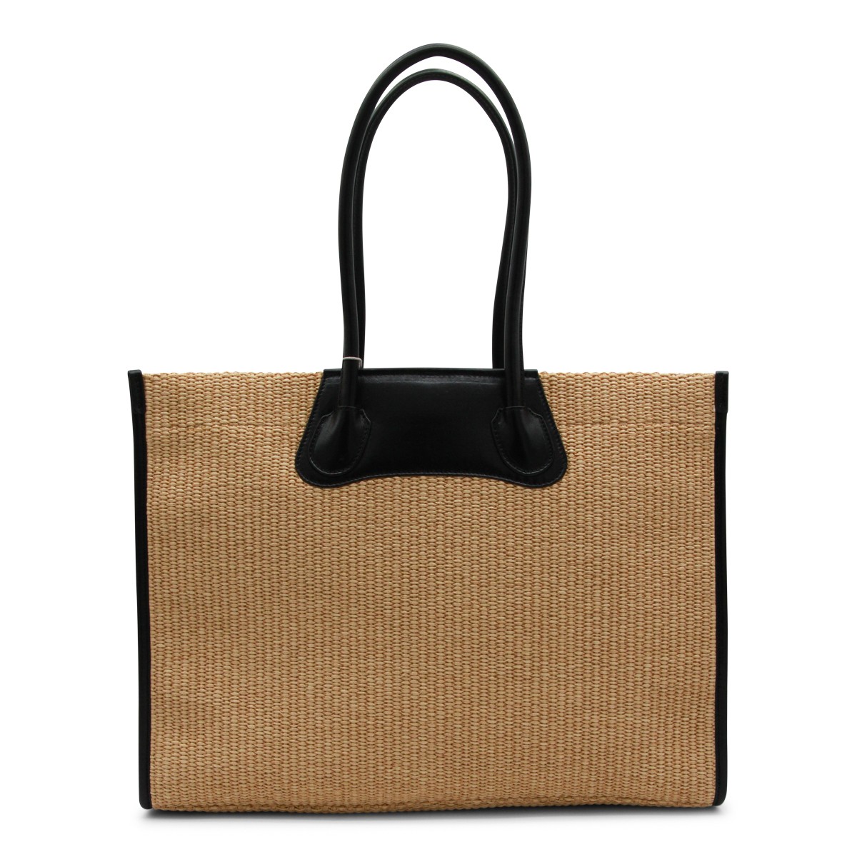 NATURAL AND BLACK COTTON TOTE
