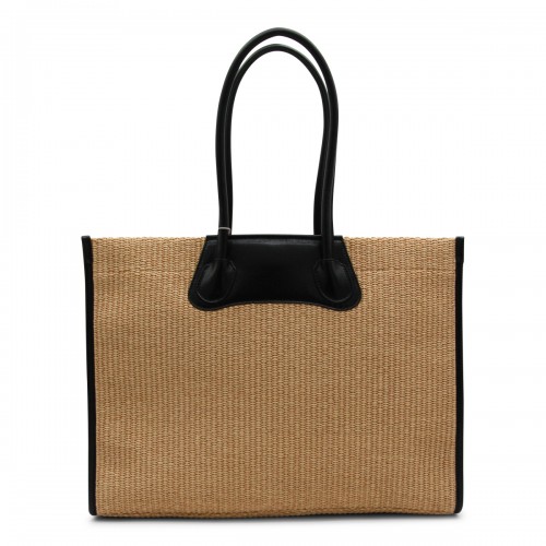 NATURAL AND BLACK COTTON TOTE