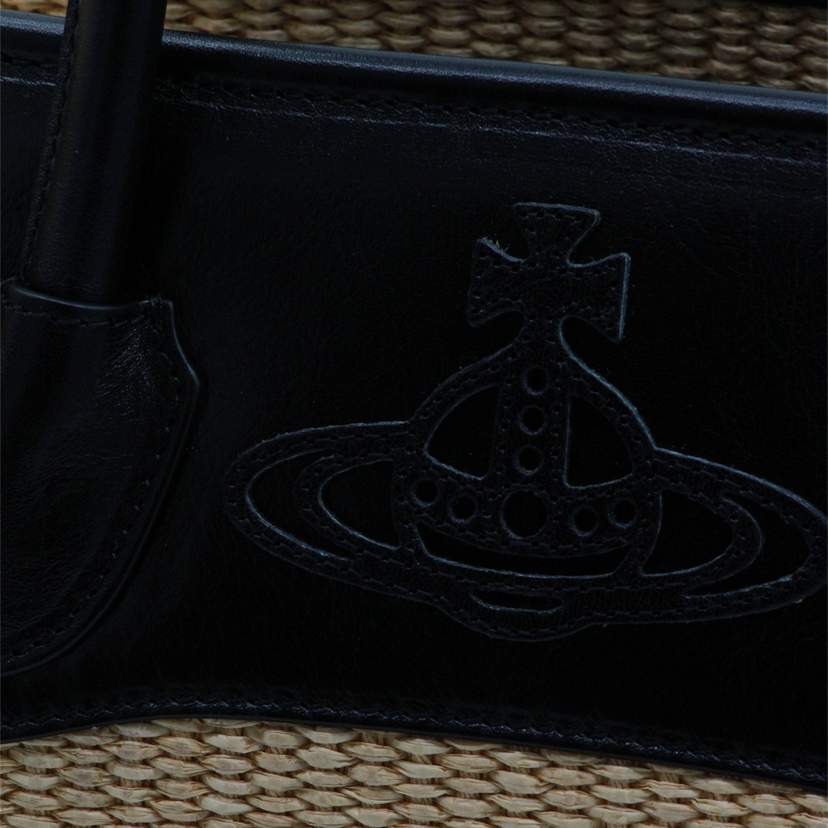 NATURAL AND BLACK COTTON TOTE