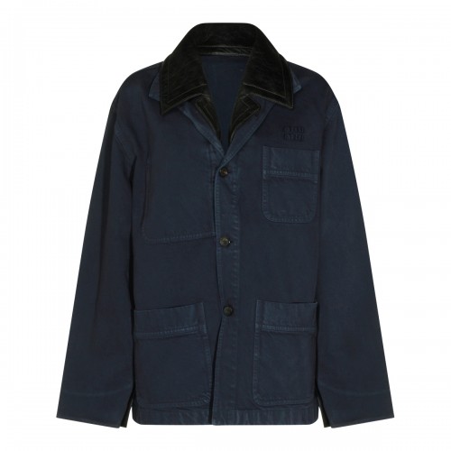 BLUE COTTON CASUAL JACKET