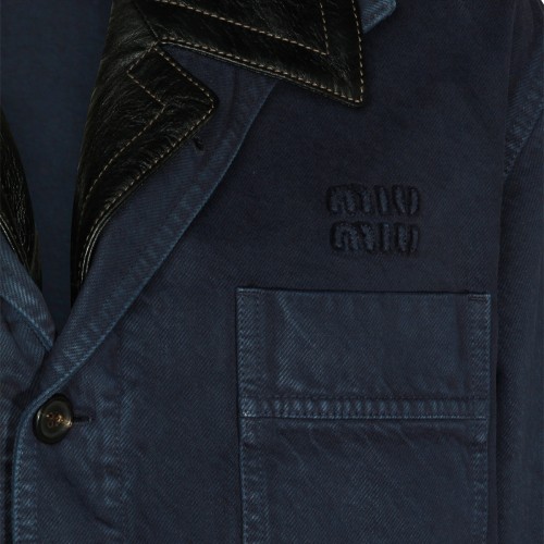BLUE COTTON CASUAL JACKET