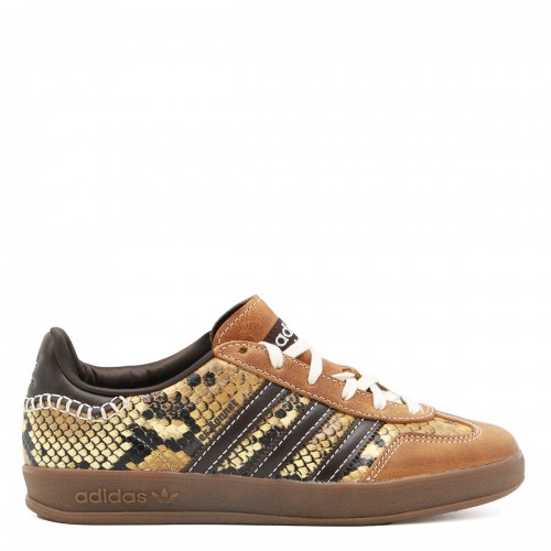 BROWN AND YELLOW LEATHER GAZELLE SNAKE SNEAKERS