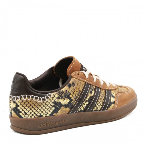 BROWN AND YELLOW LEATHER GAZELLE SNAKE SNEAKERS