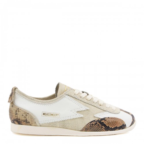 WHITE AND BEIGE LEATHER IKIGAI SNEAKERS