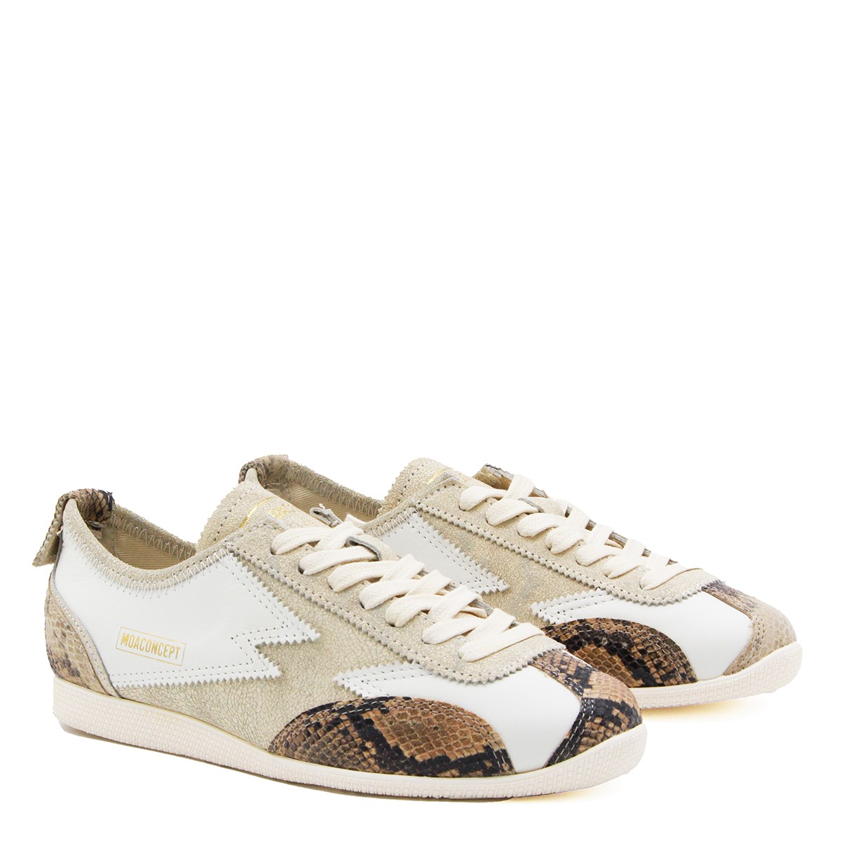 WHITE AND BEIGE LEATHER IKIGAI SNEAKERS