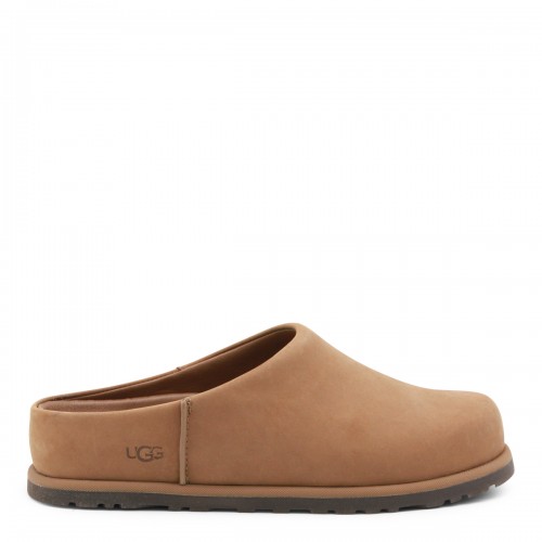 DARK BEIGE LEATHER OTZO FLATS