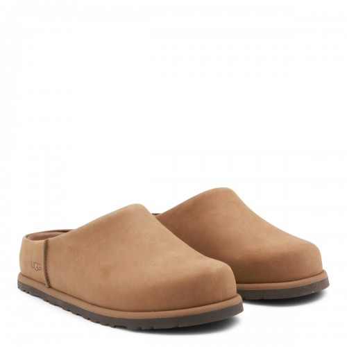 DARK BEIGE LEATHER OTZO FLATS