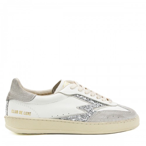 WHITE AND SILVER LEATHER CLUB SNEAKERS