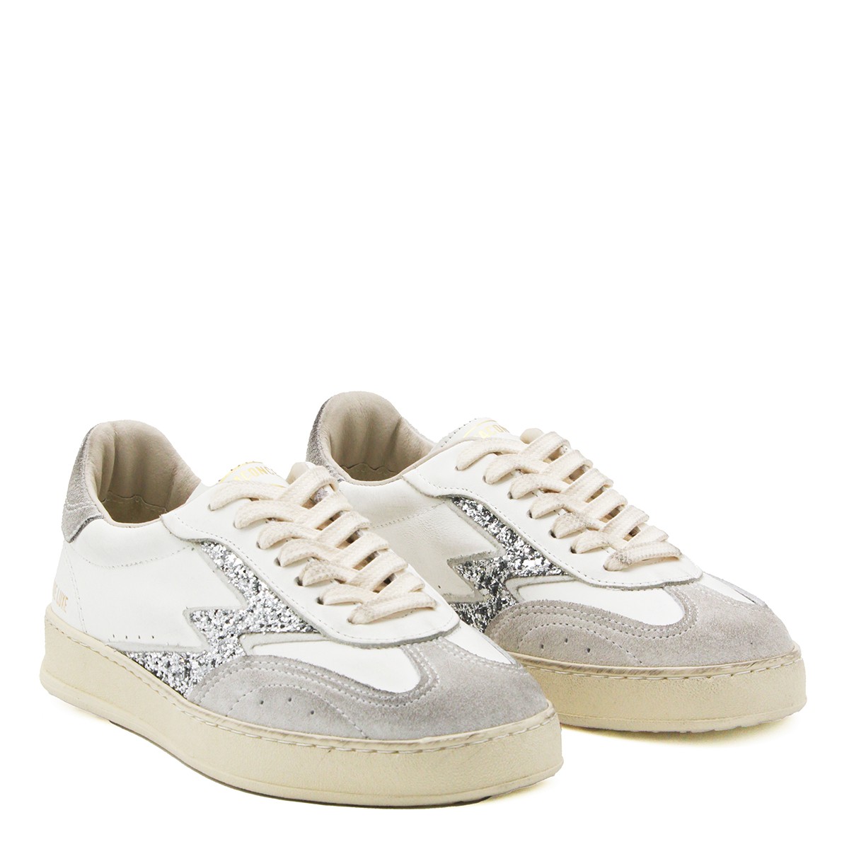 WHITE AND SILVER LEATHER CLUB SNEAKERS