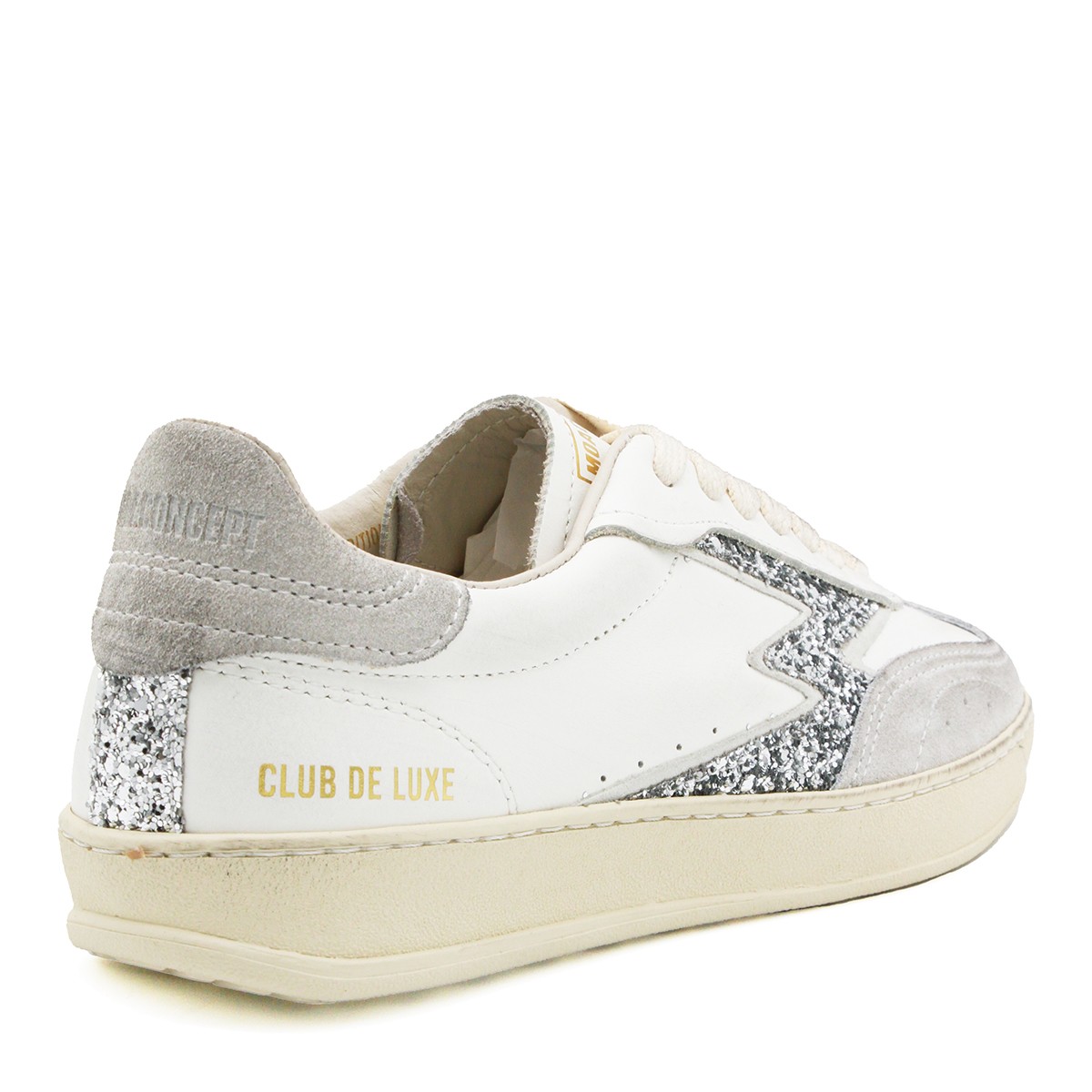 WHITE AND SILVER LEATHER CLUB SNEAKERS