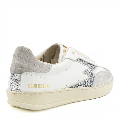 WHITE AND SILVER LEATHER CLUB SNEAKERS