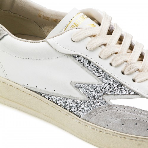 WHITE AND SILVER LEATHER CLUB SNEAKERS