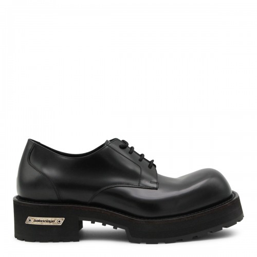 BLACK LEATHER DERBY LACE UP...