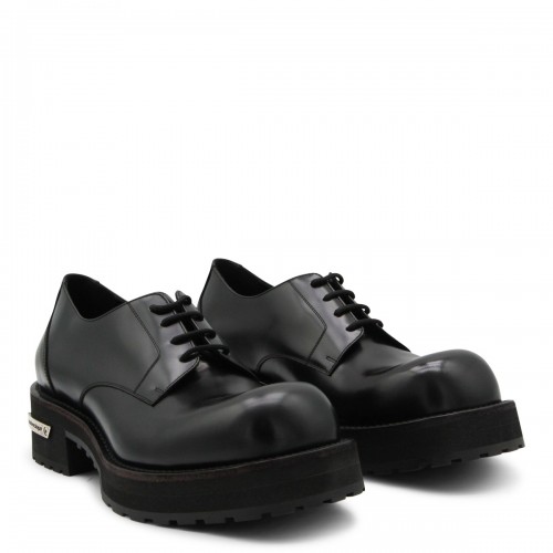 BLACK LEATHER DERBY LACE UP... 2