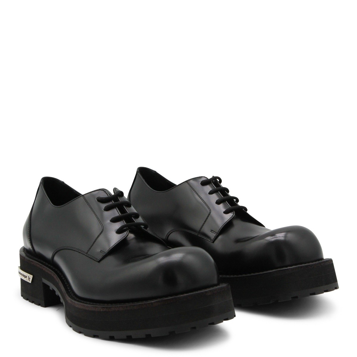 BLACK LEATHER DERBY LACE UP SHOES