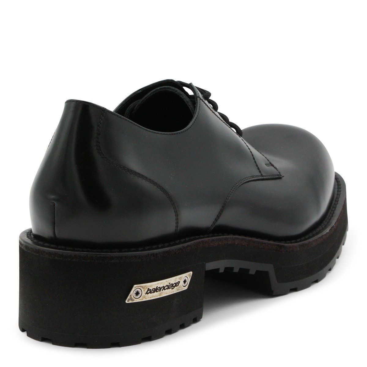 BLACK LEATHER DERBY LACE UP SHOES