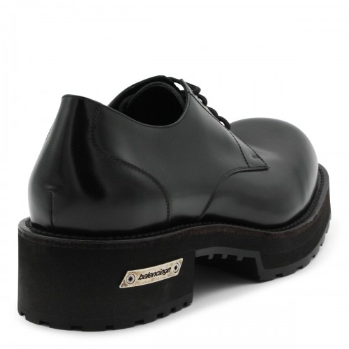 BLACK LEATHER DERBY LACE UP SHOES