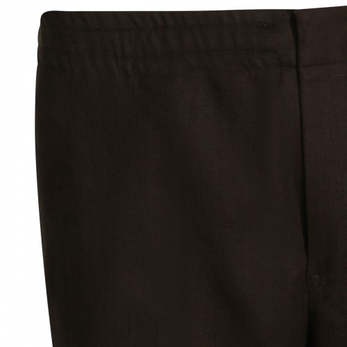 DARK BROWN LINEN SHORTS