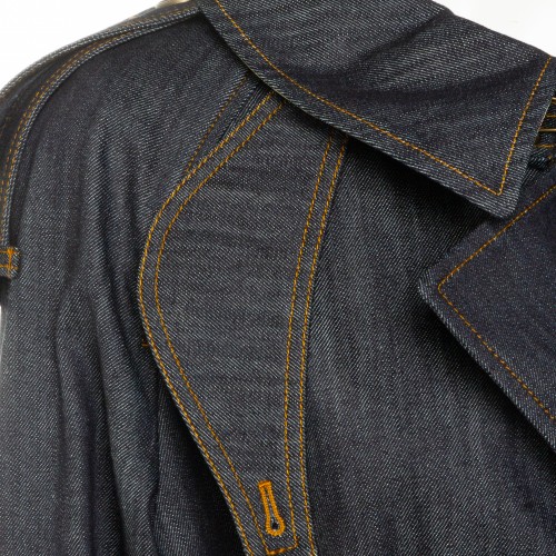 DARK BLUE COTTON TRENCH COAT